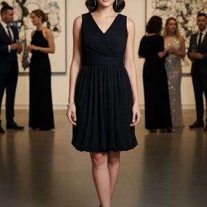 NWT Donna Ricco Black Pleated Cocktail Dress - Size 4 - MSRP $138